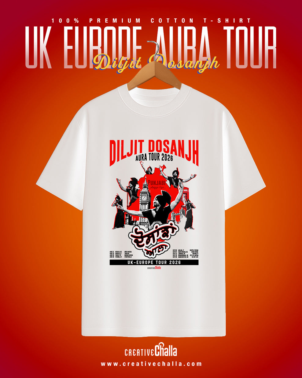 Diljit Dosanjh UK Europe Tour 2026 Inspired Oversized T-shirt